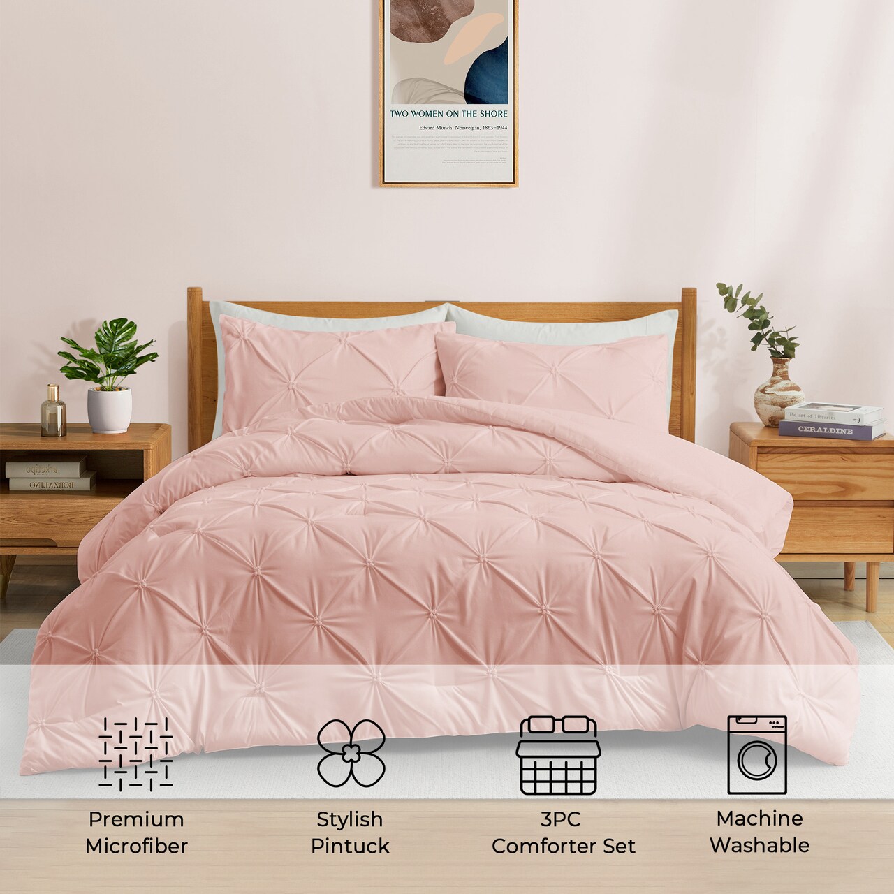 Pinch Pleat Down Alternative Comforter Set Twin Full Queen King 2 3 Piece Shams